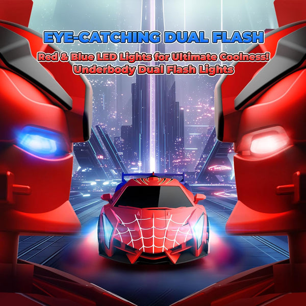 🔥[Cool Spider Transformation RC Car]🔥 One-Button Transformation · Eye & Underbody Lights · 360° High-Speed Rotation! Unleash the Ultimate Mecha Adventure for Boys! 🚗✨🤖