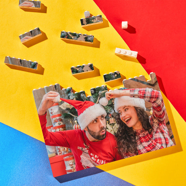 Personalized Small Building Brick Photo Block Horizontal Trio