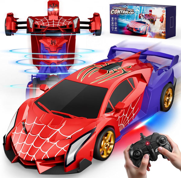 🔥[Cool Spider Transformation RC Car]🔥 One-Button Transformation · Eye & Underbody Lights · 360° High-Speed Rotation! Unleash the Ultimate Mecha Adventure for Boys! 🚗✨🤖