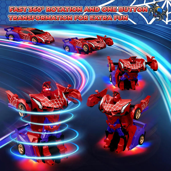 🔥[Cool Spider Transformation RC Car]🔥 One-Button Transformation · Eye & Underbody Lights · 360° High-Speed Rotation! Unleash the Ultimate Mecha Adventure for Boys! 🚗✨🤖