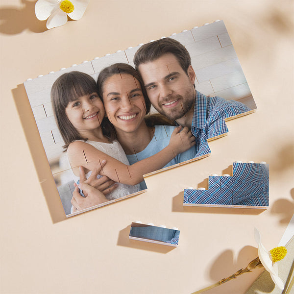 Personalized Small Building Brick Photo Block Horizontal Trio