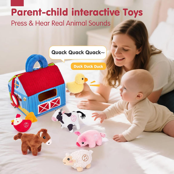 Baby Surprise Barn Toy – Plush Farm Animals with Real Sounds