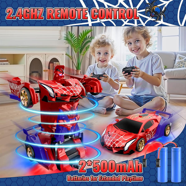 🔥[Cool Spider Transformation RC Car]🔥 One-Button Transformation · Eye & Underbody Lights · 360° High-Speed Rotation! Unleash the Ultimate Mecha Adventure for Boys! 🚗✨🤖