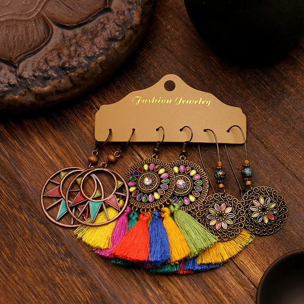 Tassel All-match Personality Earrings 3 Set