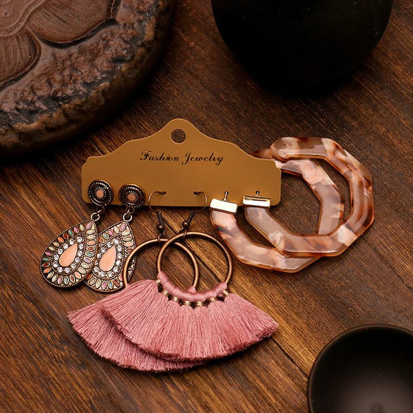 Tassel All-match Personality Earrings 3 Set