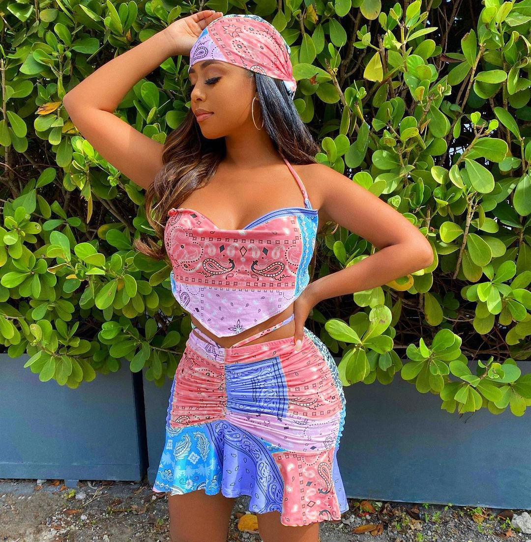 2021 Printed Stitching Two-Piece Ruffled Set – wellstuff.shop