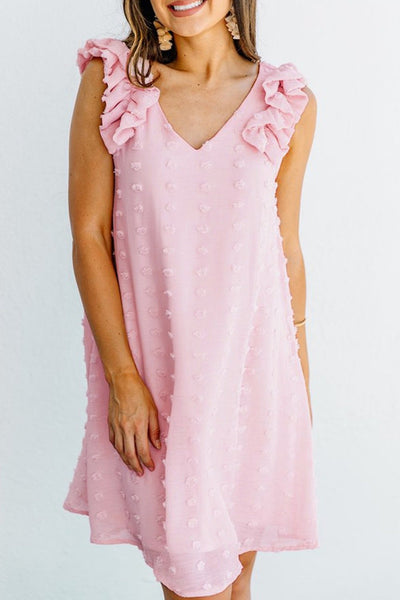 Summer New Solid Color Ruffle Dress