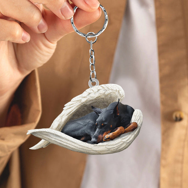 Doberman Sleeping Angel Acrylic Keychain