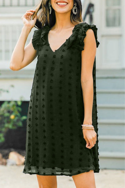 Summer New Solid Color Ruffle Dress