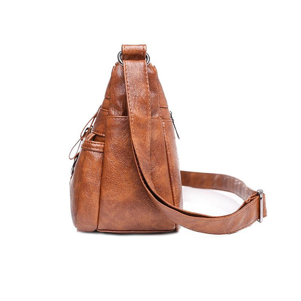 Vintage Washed Leather Utility Crossbody Bag