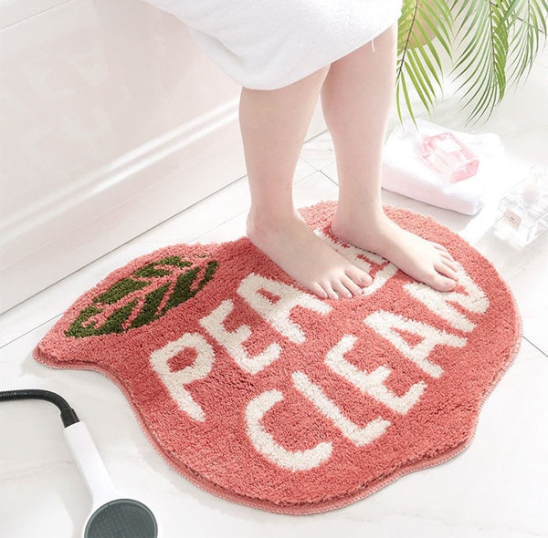 Feblilac Cute Peach Lemon Bath Mat, Bathroom Rug, Door Mat
