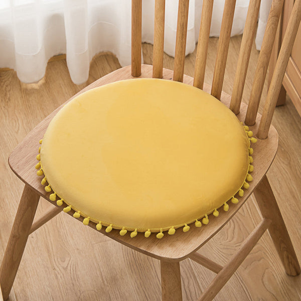 Feblilac Solid and Small Pompom Plush Memory Foam Cushion