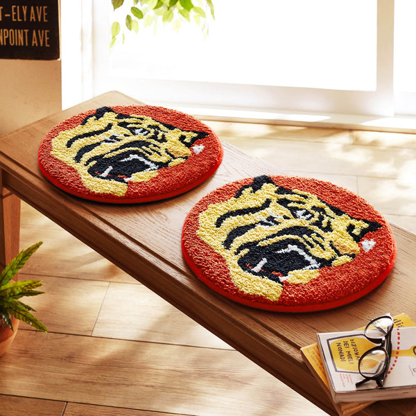 Feblilac Cartoon Tiger Head Tufted Cushion