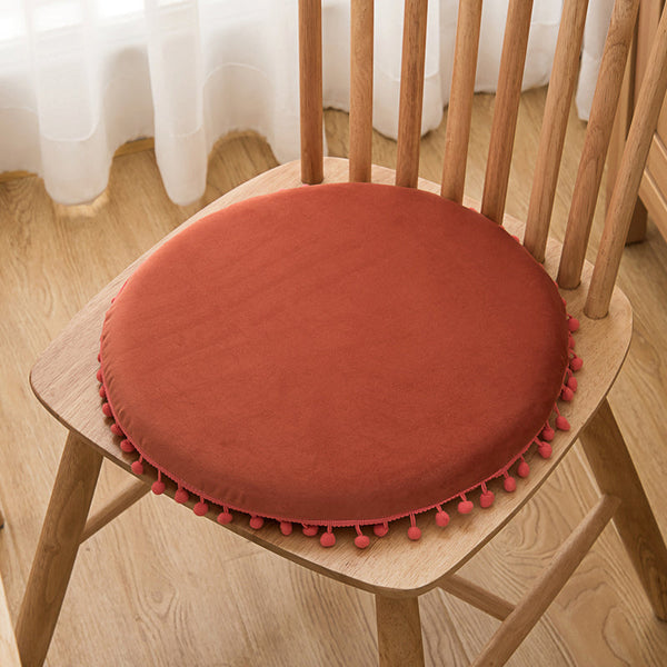 Feblilac Solid and Small Pompom Plush Memory Foam Cushion