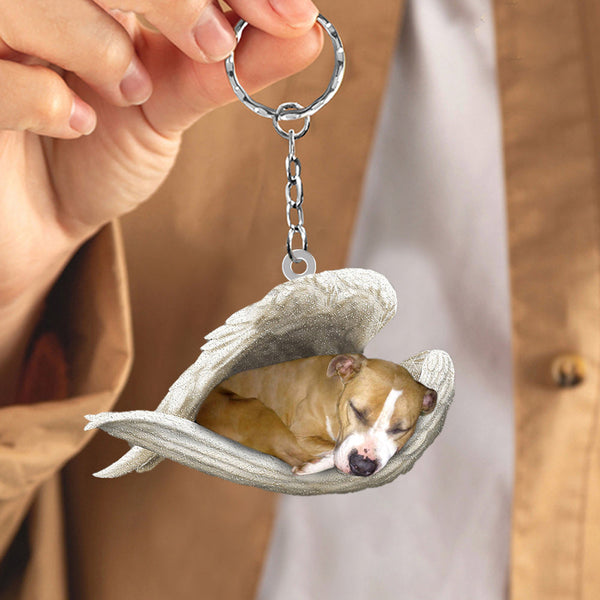 Stafford shire Bull Terr Sleeping Angel Acrylic Keychaine