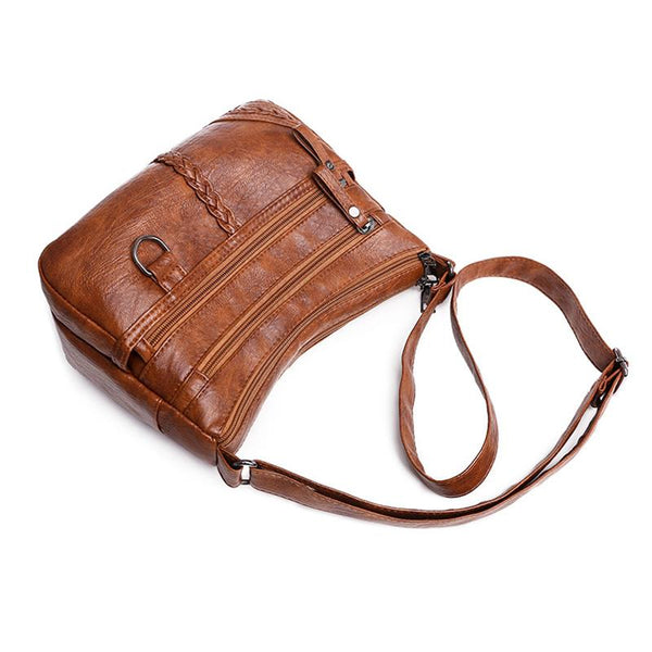 Vintage Washed Leather Utility Crossbody Bag