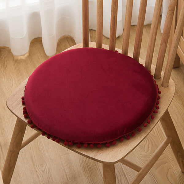 Feblilac Solid and Small Pompom Plush Memory Foam Cushion