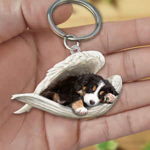 Bernese Mountain Sleeping Angel Acrylic Keychain wellstuff.shop