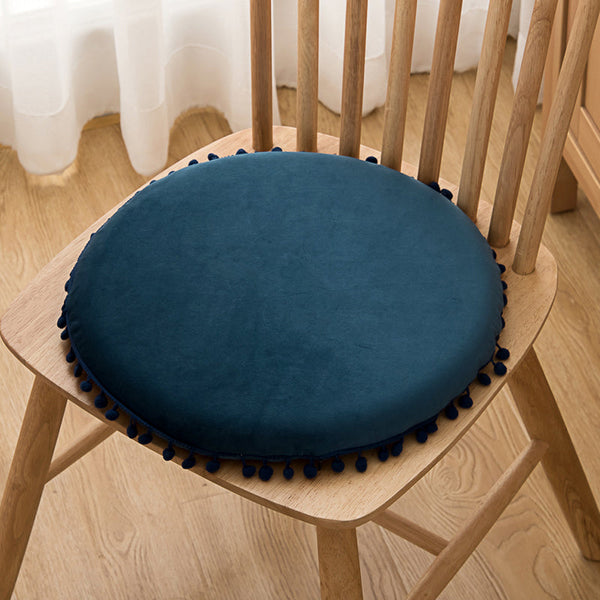 Feblilac Solid and Small Pompom Plush Memory Foam Cushion