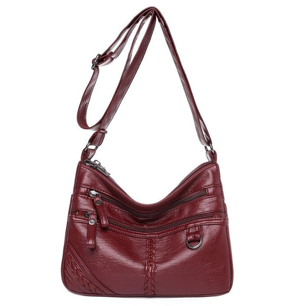 Vintage Washed Leather Utility Crossbody Bag