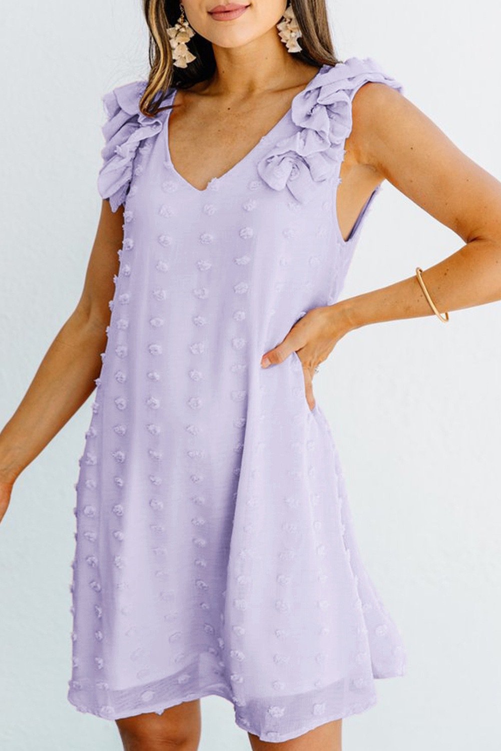 Summer New Solid Color Ruffle Dress