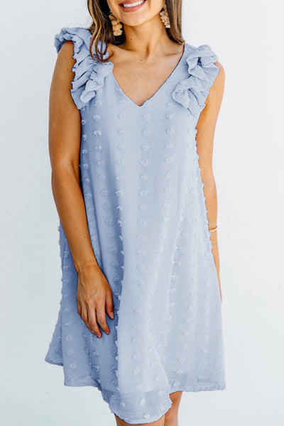 Summer New Solid Color Ruffle Dress