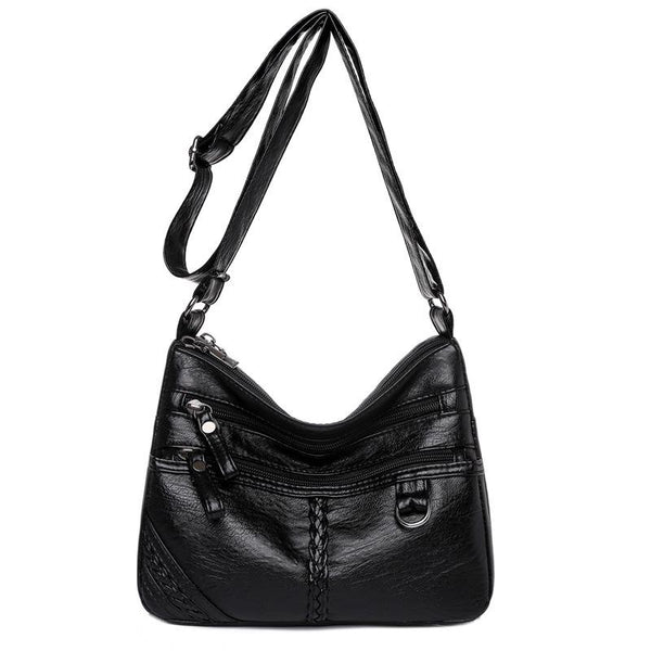 Vintage Washed Leather Utility Crossbody Bag