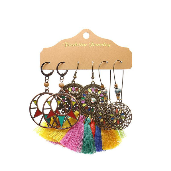 Tassel All-match Personality Earrings 3 Set