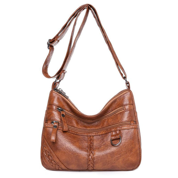 Vintage Washed Leather Utility Crossbody Bag