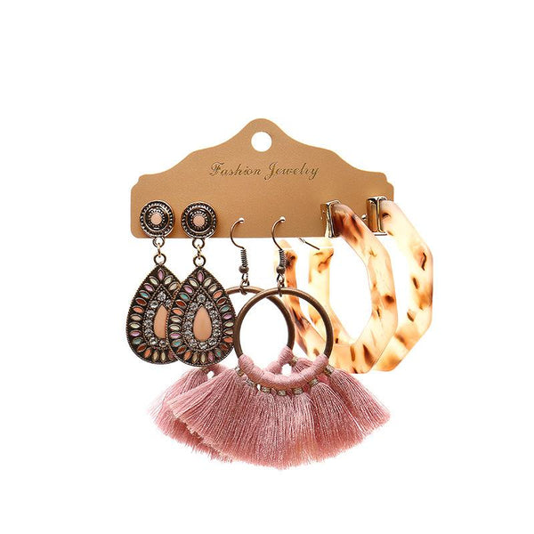 Tassel All-match Personality Earrings 3 Set
