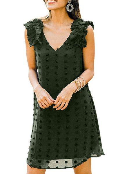 Summer New Solid Color Ruffle Dress