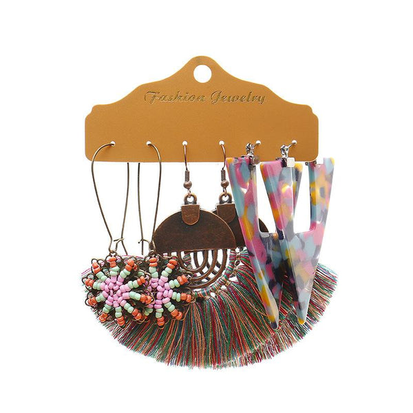 Tassel All-match Personality Earrings 3 Set