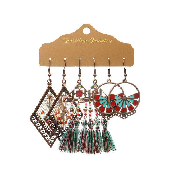 Tassel All-match Personality Earrings 3 Set
