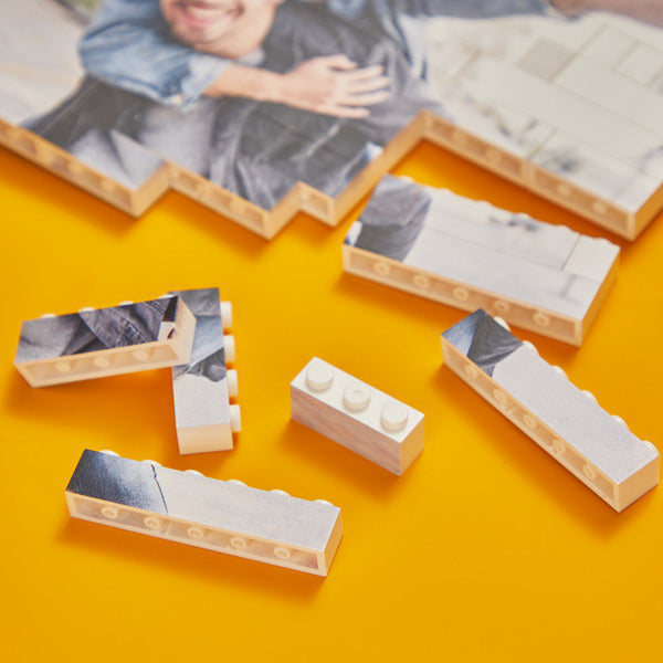 Personalized Small Building Brick Photo Block Horizontal Trio
